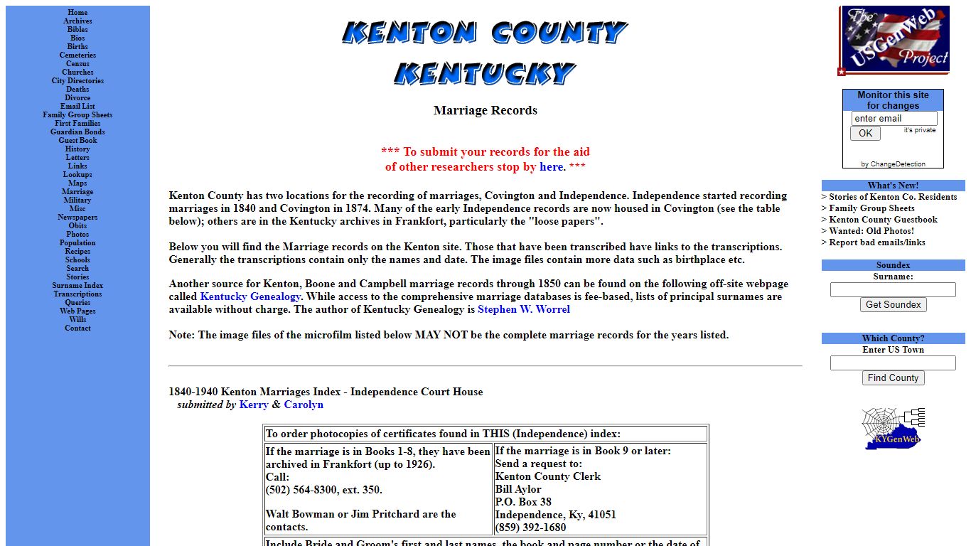 Kenton County, Kentucky - A USGenWeb Site - Marriage Records - RootsWeb